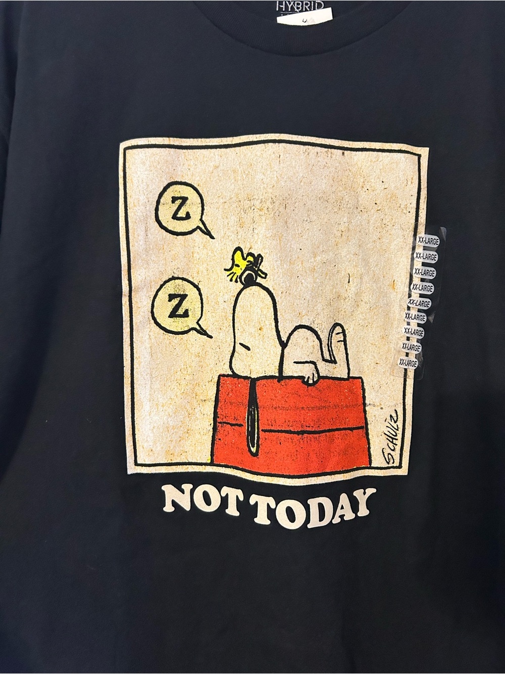 NWT Peanuts Black Tee with Vintage Beige Graphic